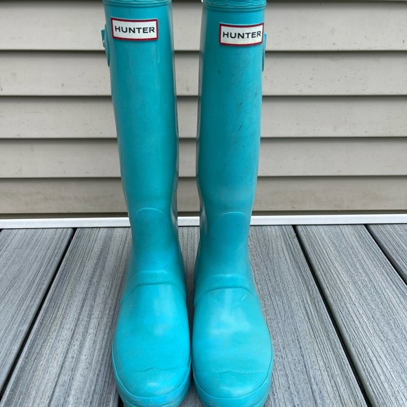 Hunter tall rain boots in Teal - Picture 2 of 4